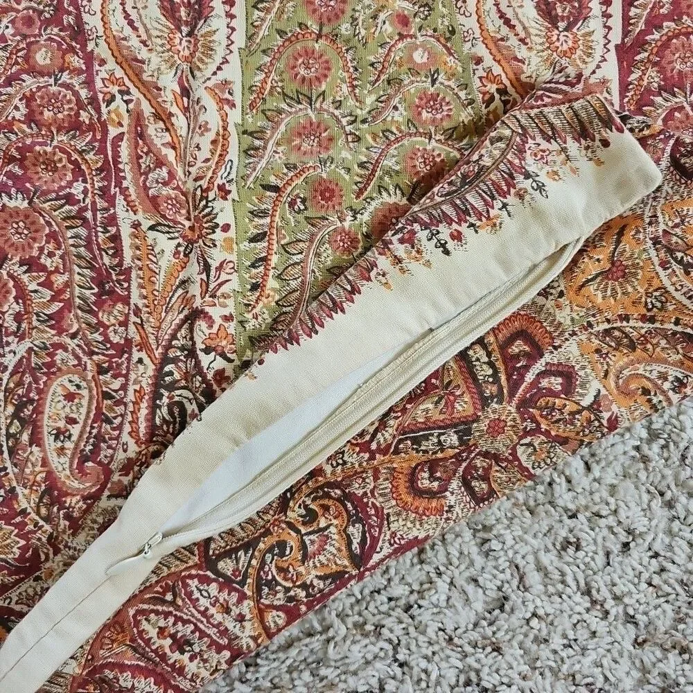 Pottery Barn Linen Cotton Paisley Pillow Covers Lumbar Square Boho Beachy